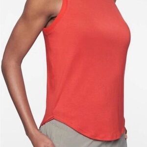 Athleta cloud light rib trim high neck cherry red Tank Top size small